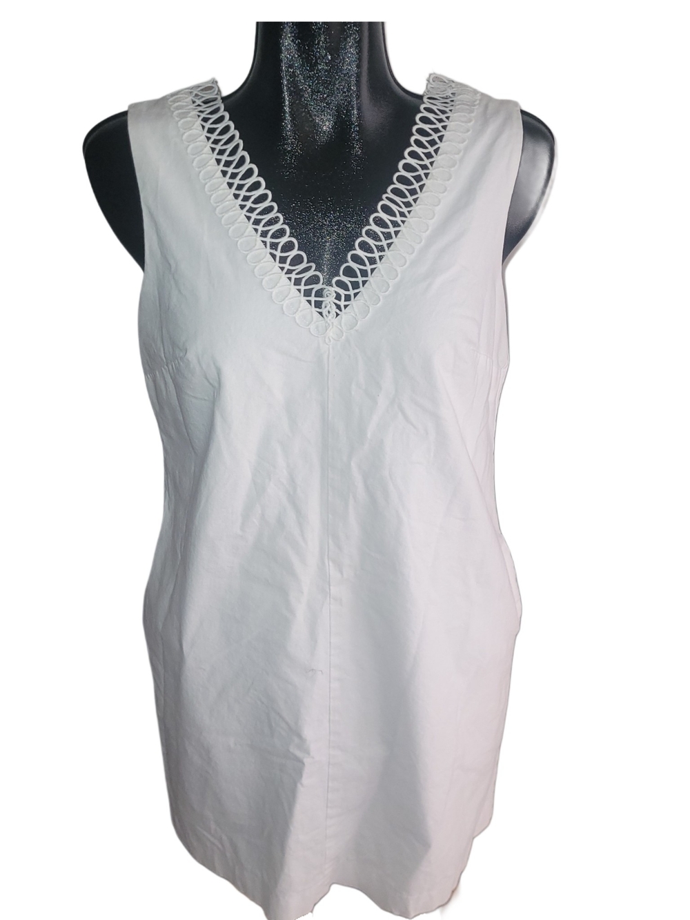 Charlie Paige White V‑Neck Sleeveless Cotton Shift Mini Dress Size 8